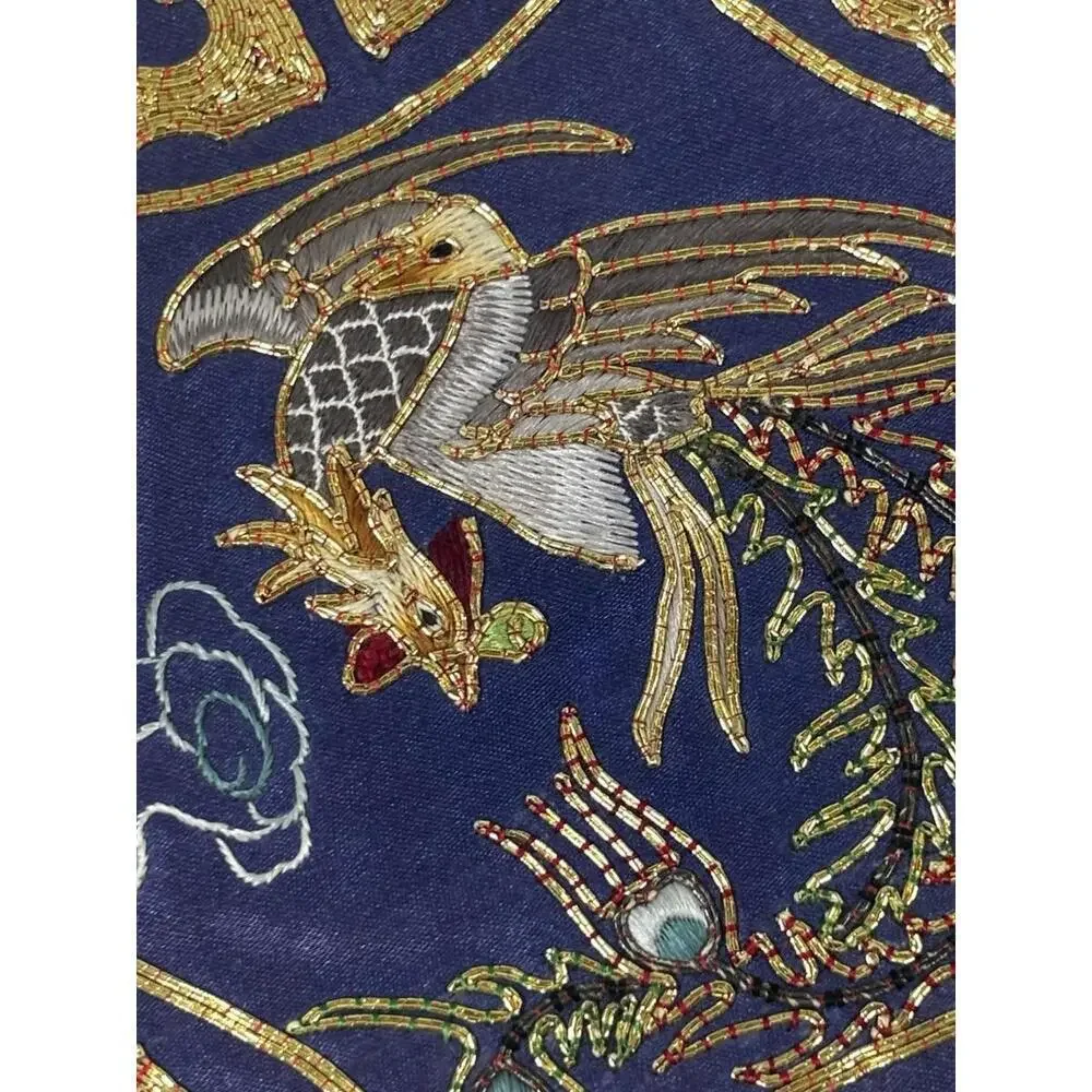 Golden Cloud Hand Embroidered Phoenix Patch Silk Rayon Applique China